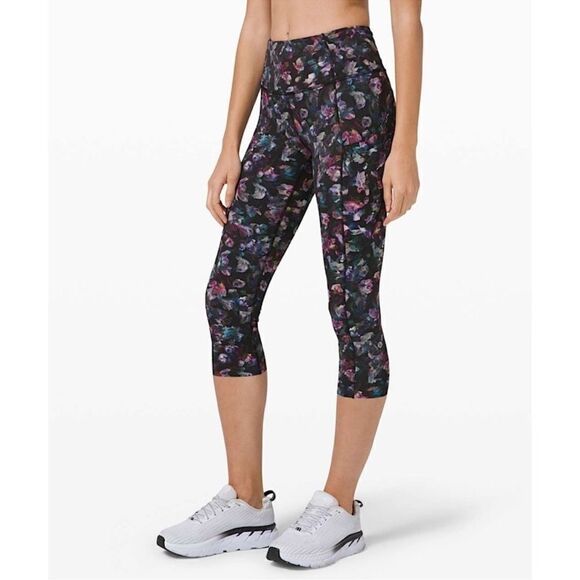 Lululemon Fast and Free Crop II 19" Non-Reflective Activate Floral Multi 4 - Picture 1 of 13